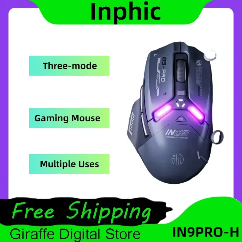 Inphic In9pro Three-Mode Rgb Mouse Wireless Bluetooth Wired Mechanical E-Sports Game Multi-Scene Classic Design Laptop 3395