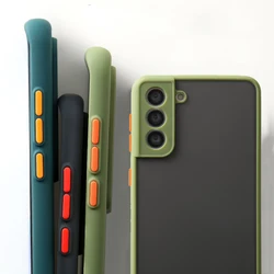 Contrasting Colors Armor Bumper Case for Samsung Galaxy S24 S23 S22 S21 S20 Plus S21 FE S24 Ultra 5G ShockProof Cover Cases