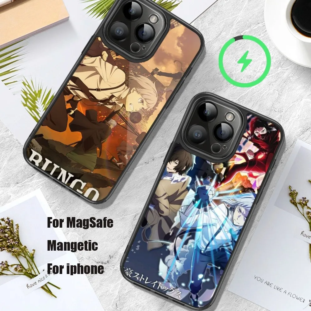 Bilibili B-Bungo Stray Dogs Phone Case For iPhone 11 12 13 14 15 Pro Max Plus Mini Magsafe Magnetic Wireless Charging Shell