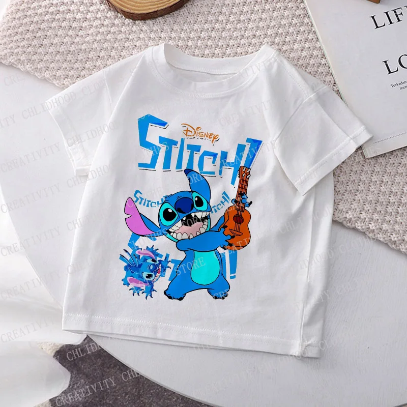 Stitch Venom T-shirt Children Tee Shirt for Girl Casual Clothes Disney Kawaii Cartoons Anime Kid Boy Short Sleeve Festival Tops