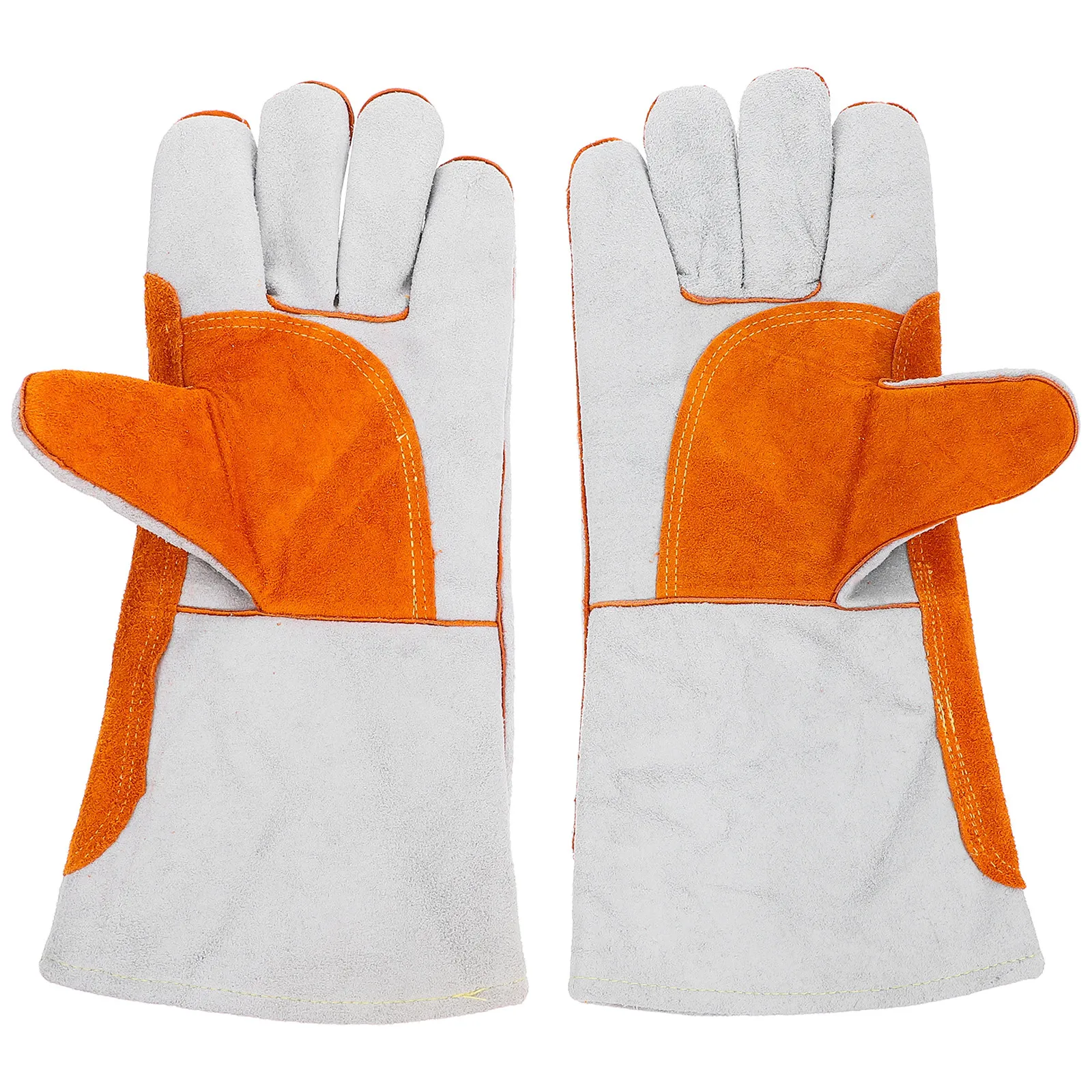 

1 пара сверхпрочных сварочных перчаток, длинные термостойкие защитные перчатки из воловьей кожи для мужчин и женщин, аксессуары для сварки