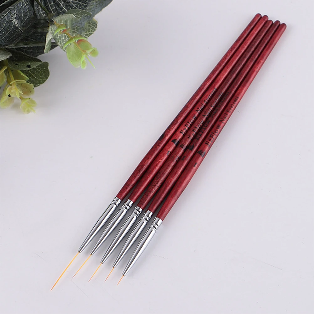 

5PCS Art Brushes Set Fine Detail Line Brush Nail Polish Painting Lightweight Portable Tools for Drawing Flowers for Women