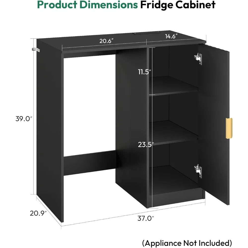 Coffee Bar con spazio per mini frigorifero - Mobile bar con presa di corrente, mini frigorifero scanalato con ripiano regolabile per K