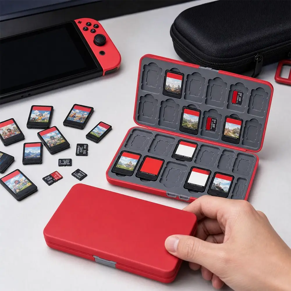 24 Slots Game Card Storage Box Magnetic Attraction Design Large Capacity Cards Storage Box Multicolor for Switch Lite/OLED