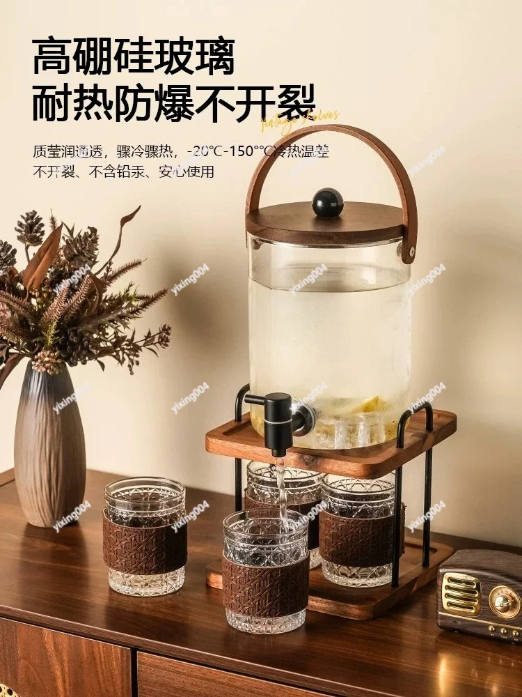 Glass Beverage Dispenser With Tap Large Capacity Water Jug For Household Fruit Tea Cold Drink Storage