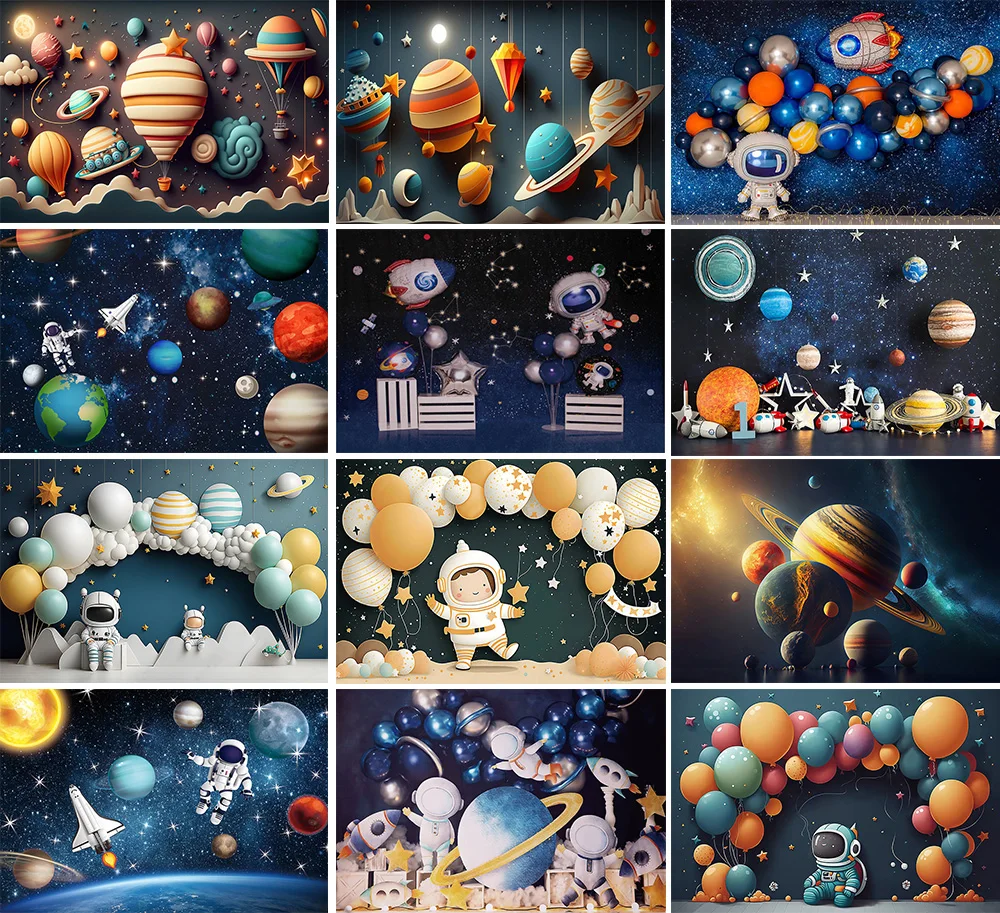 

Mehofond Photography Background Outer Space Astronaut Rocket Universe Kids Birthday Party Portrait Decor Photo Backdrop Studio