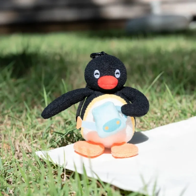 Nieuwe Originele Pingu Bloem Taal Serie Pluche Sleutelhanger Kawaii Pinga Pinguïn Bell Bloem Pop Kid Rugzak Charme Verjaardagscadeau