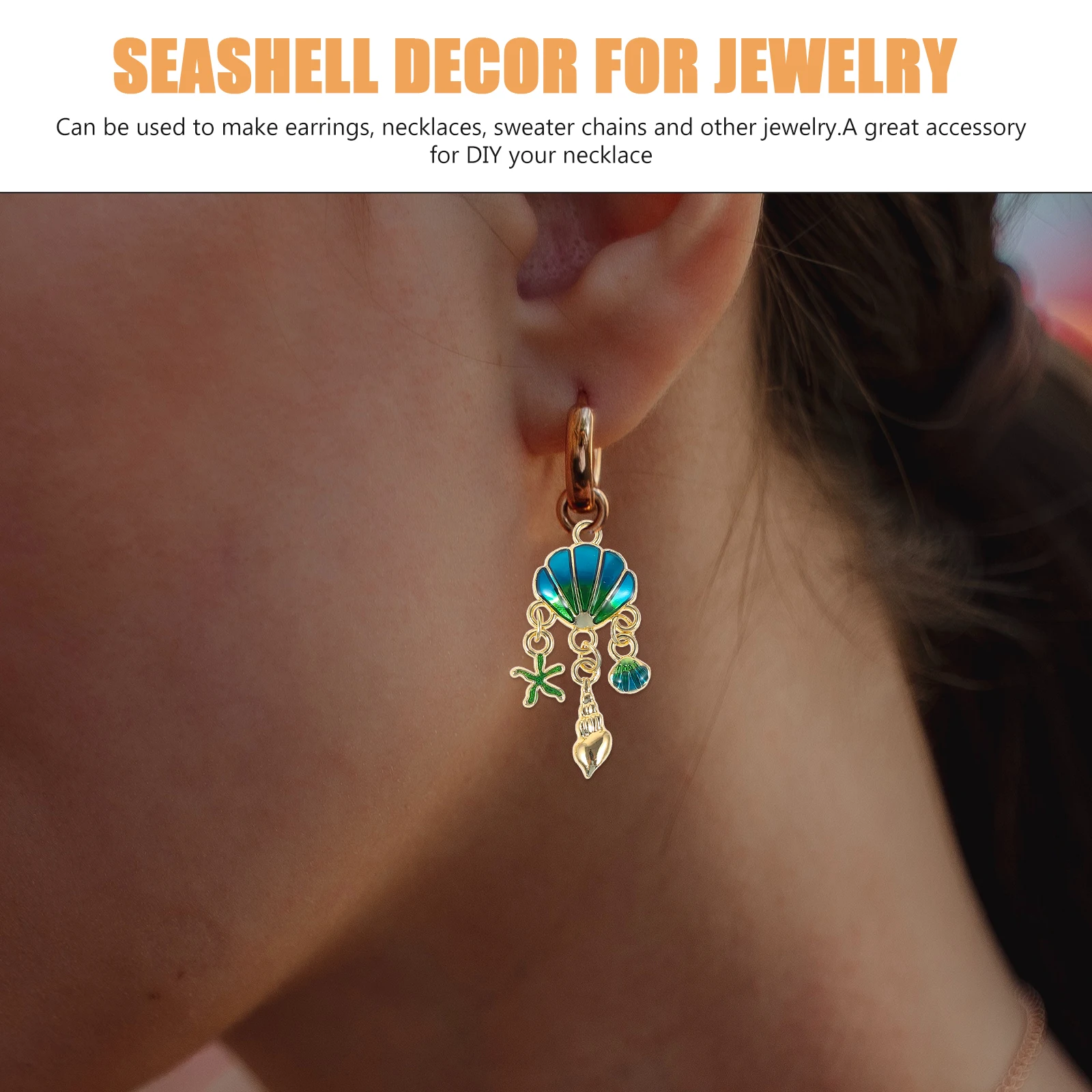 

10 Pcs Shell Screw Alloy Seashell Decor Jewelry Accessories DIY Earrings Necklace Seashell Charms Hanging Decor Parts