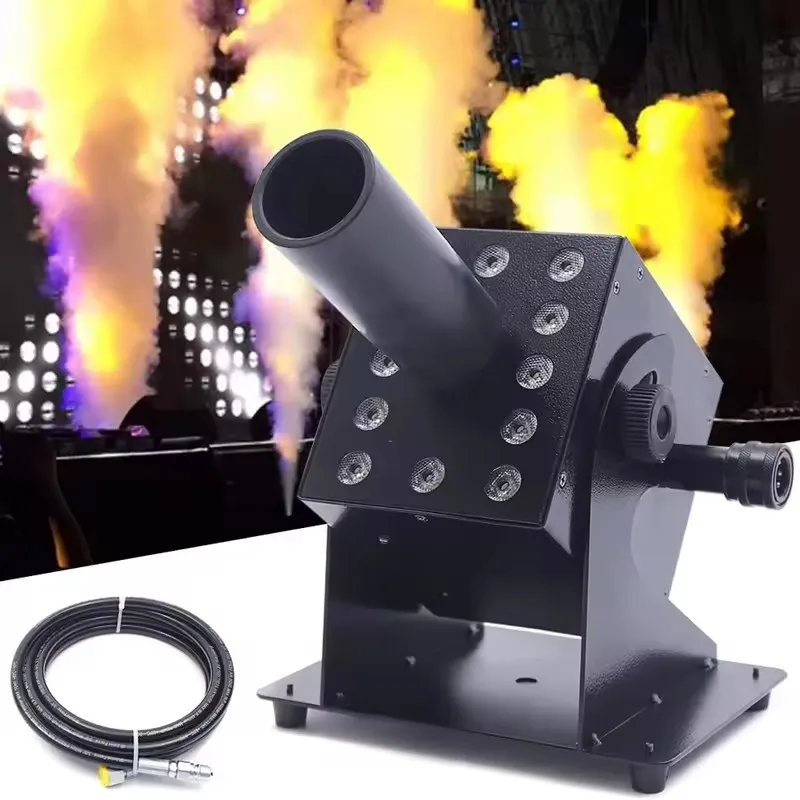 【Wholesale Price】 12pcs RGB Full Color LED CO2 Jet Cannon DMX512 Colorful Smoke Column Cryo Fog Machine For DJ Nightclub Disco B