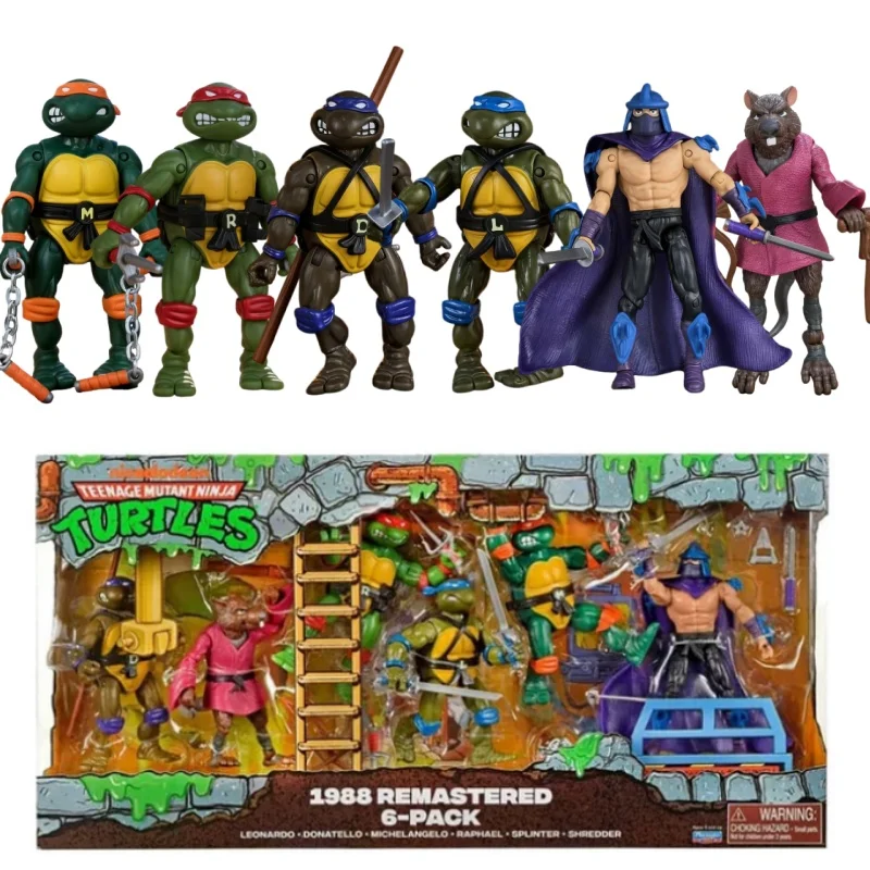 

Оригинальные черепахи 1988, обновленная версия, черепахи, Splinter, шредер, набор фигурок из 6 шт., коллекция украшений, игрушка в подарок