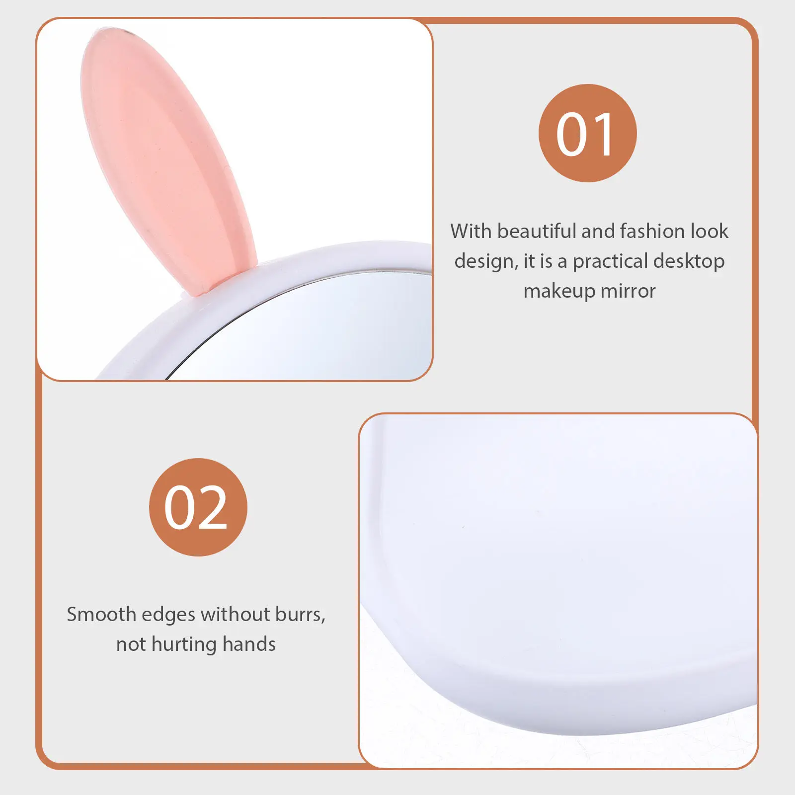 

Fashion Round Desktop Mirror Stand-Up Mirror Compact Space Saving Design for Woman Makeup Dressing Bedroom Living Room