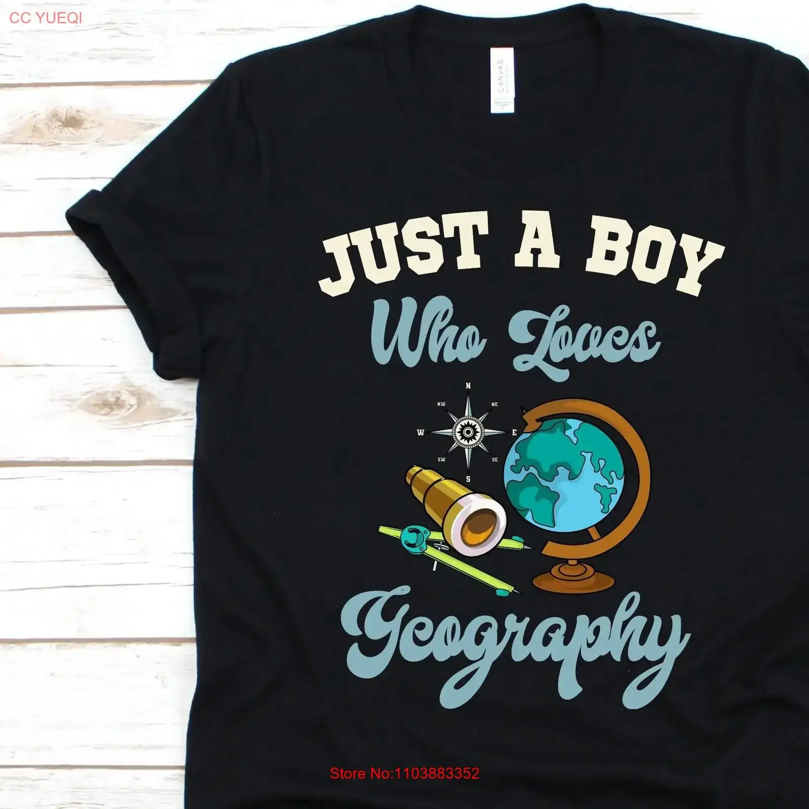 T-shirt Just A Boy Who Loves Geography pour les géographes, les amateurs de sciences de la Terre, style vintage, lavé, élégant et confortable