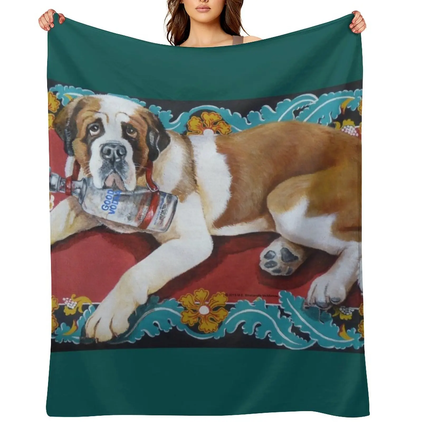 

St. Bernard Throw Blanket Beach Personalized Gift Stuffeds Sofa Blankets