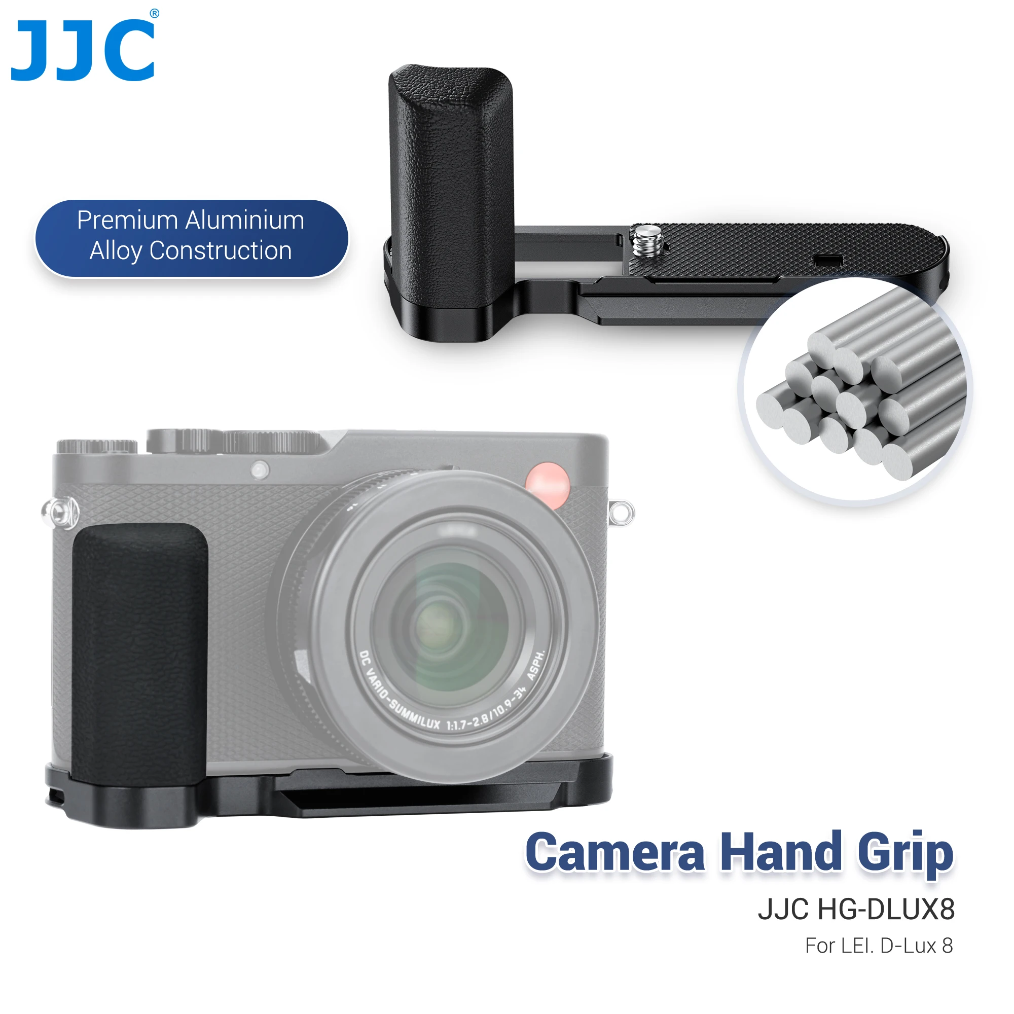 JJC Metal Handgrip L-Shape Bracket Handle for Leica D-LUX8 D-LUX 8  Camera With Arca Quick Release Plate Anti-Slip Pads Design