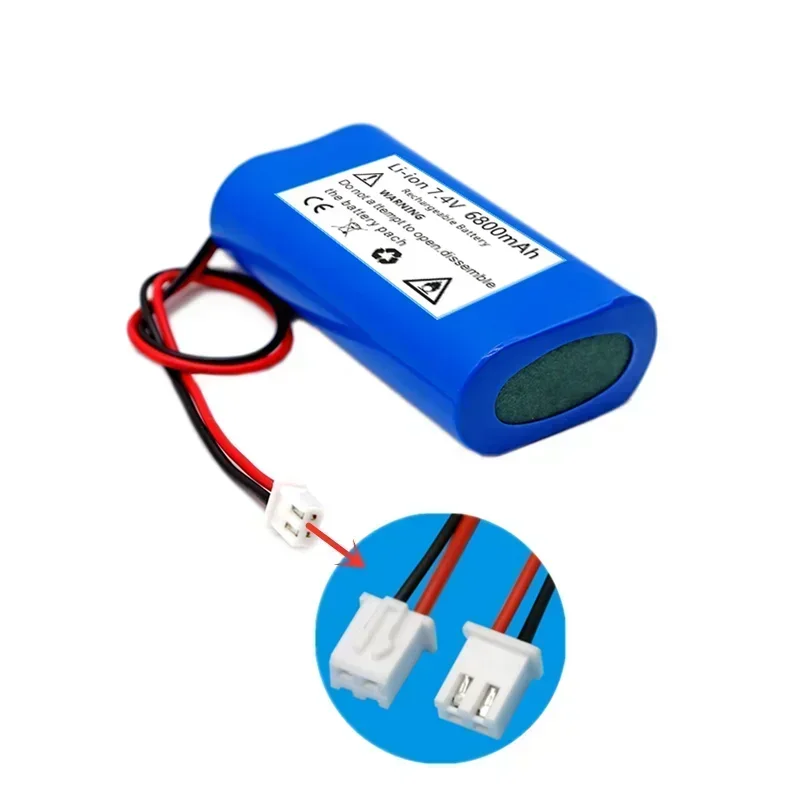 7.4V 6800mAh 18650 lithium battery 1S2P 6800mAh Rechargeable battery pack megaphone speaker protection board + XH-2P Plug