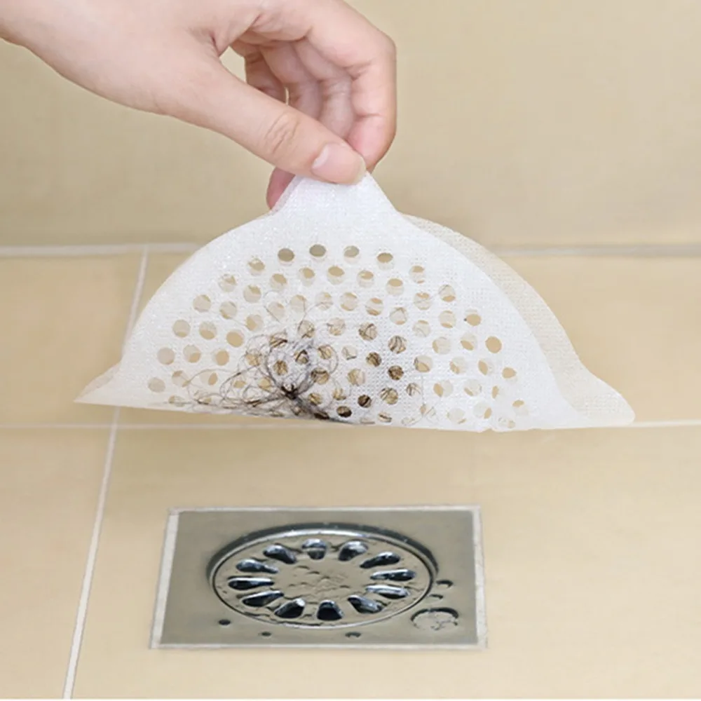 15 PCS Disposable Hair Catcher 5.91*5.91 Inch Nonwoven Fabric Drain Stopper Anti Blocking Stick On Shower Drain Catcher