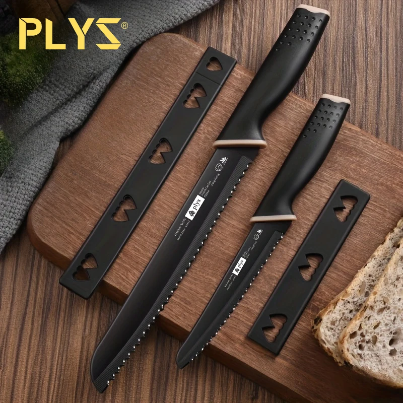 PLYS-Stainless steel serrated bread knife cake slicer, no crumbs, special knife for cutting toast baking cutting tools