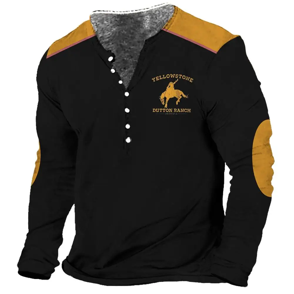 

Vintage Men's T Shirt Long Sleeve Top Street Tees Usa Route 66 Letter Graphic 3d Print T-Shirt Fall Oversized Loose Clothing