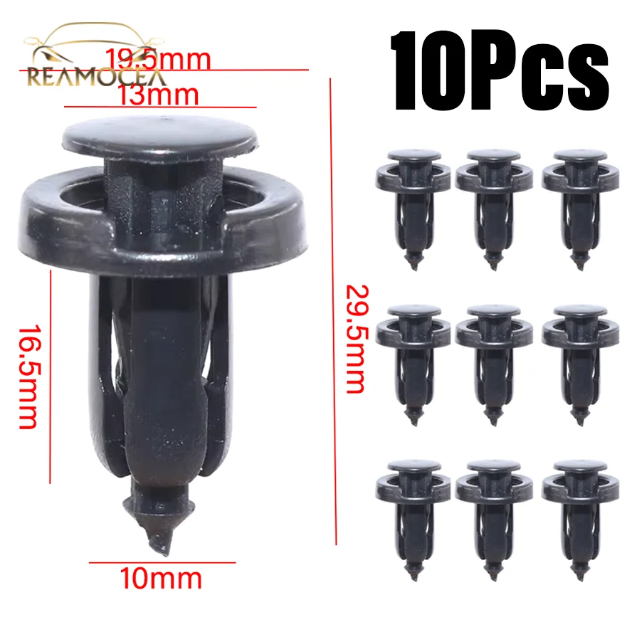 Reamocea 10x Front Bumper Fender Nylon Retainer Rivets Plastic Clips Fastener Fit 10mm Hole For Honda Accord CRV Civic Acura