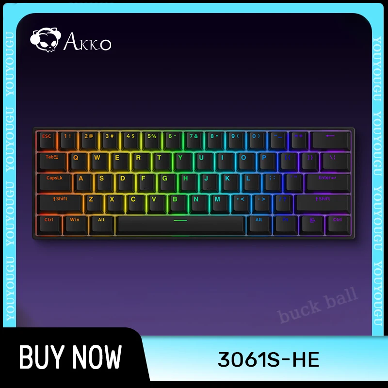 

Проводные механические клавиатуры Akko 3061s-He, игровые Rgb клавиатуры 8k с магнитным переключателем, клавиатуры типа C Hot-Sawp 61 клавиши Pbt, игровые клавиатуры для ПК