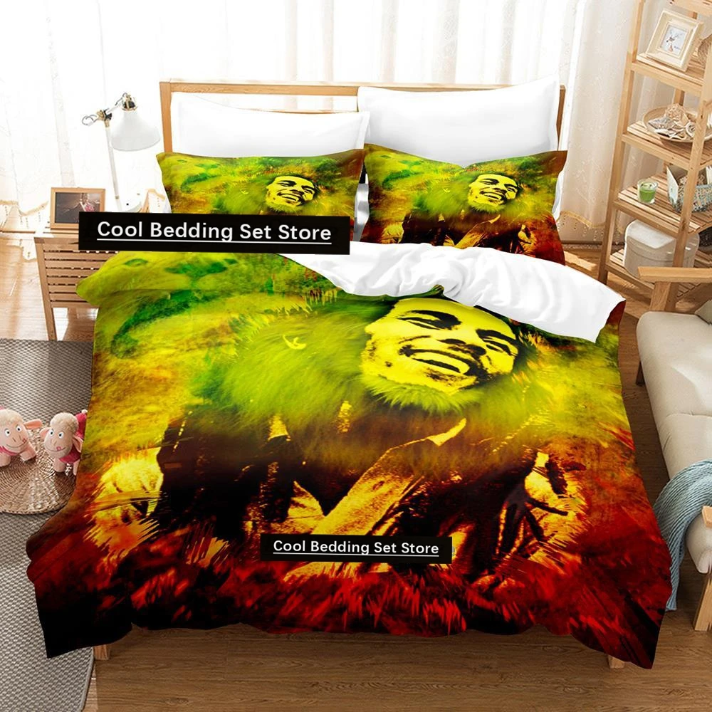 

Popular Bob Marley lion Bedding Set Single Twin Full Queen King Size Bed Set Adult Kid Bedroom Duvetcover Sets New Anime Bed