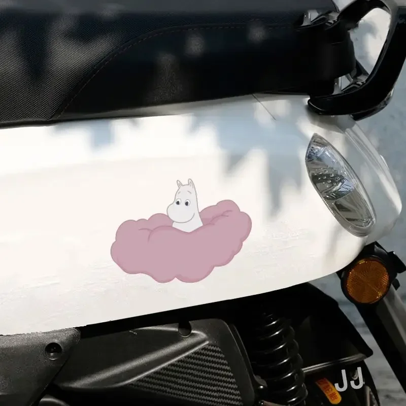 M-Moomins Cute Cartoon Waterproof Car Stickers Scratch Cover Decor Decals for Vehicle Doors Lovely Pattern Decorative Sticker view 3