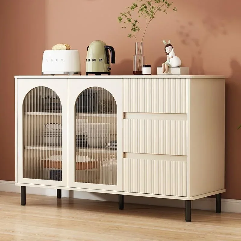 Home Decore White Finish Console Industrial Cabinet European Rustic Kitchen Buffet Storage Drawer Cabinet Traditional Sideboards