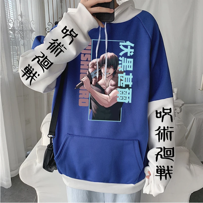 Jujutsu Kaisen Fushiguro Toji Japanese Anime Hoodies Men Autumn Winter Streetwear Casual Plus Size Unisex Patchwork Sweatshirts