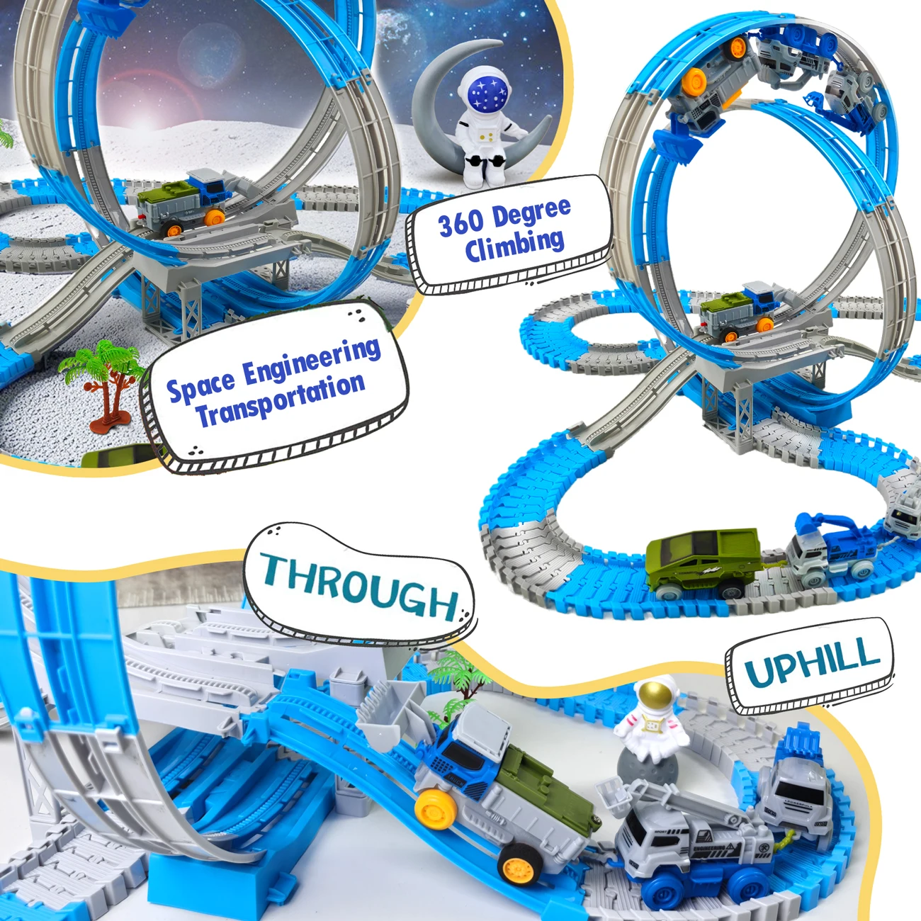 Space Magic Climbing ไฟฟ้าวิศวกรรมรถรางของเล่นเด็กของขวัญสร้างสรรค์ Anti Gravity Excavator ติดตามรถไฟของเล่นสําหรับเด็ก