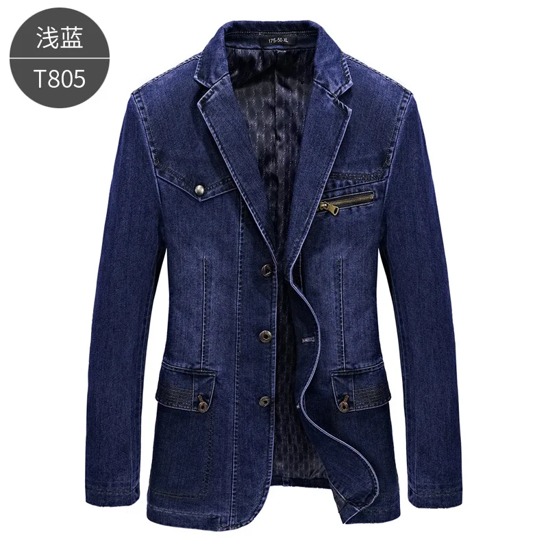 Immagine 4: Completo casual da uomo primaverile e autunnale, giacca in denim slim fit.