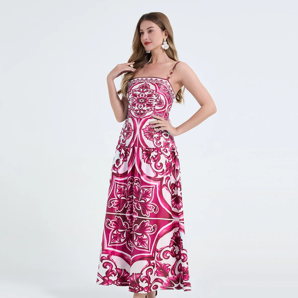 2026 sommer Urlaub Vintage Print Prom Langes Kleid Für Frauen Blau Und Weiß Porzellan Druck Spaghetti Strap Schlank Maxi Vestidos