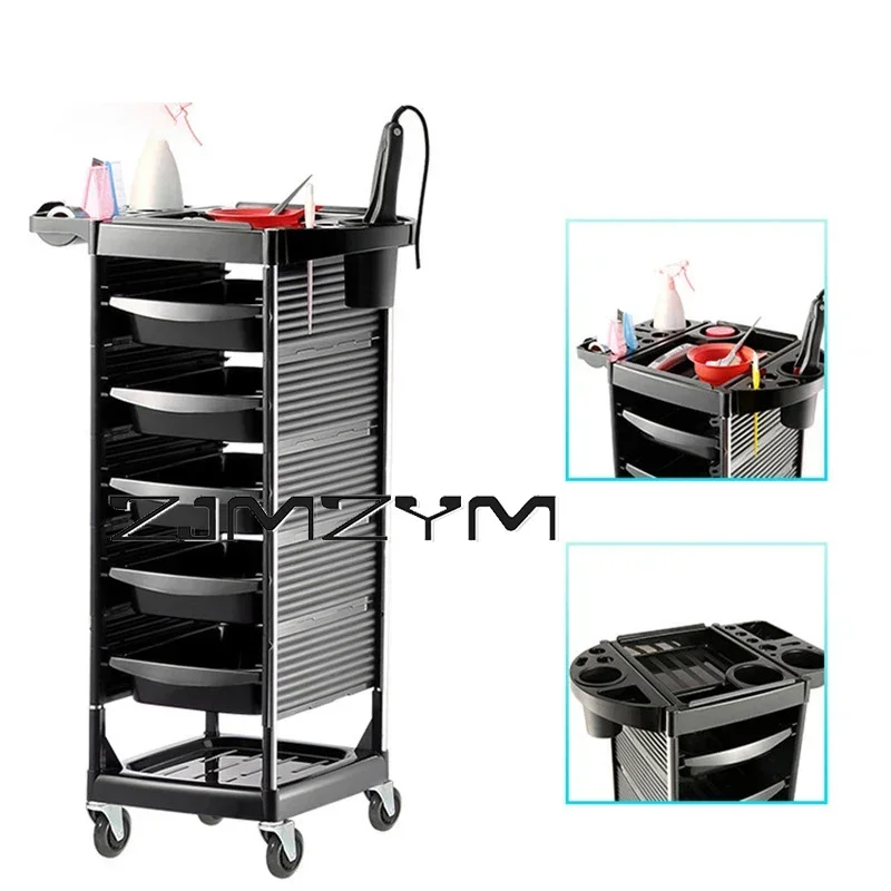 6 Layers Portable Barber Trolleys Beauty Salon Organizer Cart with Wheels Salon Shelf Hairdressing Tool Cart