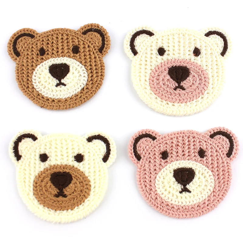 16Pcs 5*5.8cm Cartoon Embroidery Bear Appliques For DIY Headwear Hairpin Crafts Decoration Clothing Patches Accessories