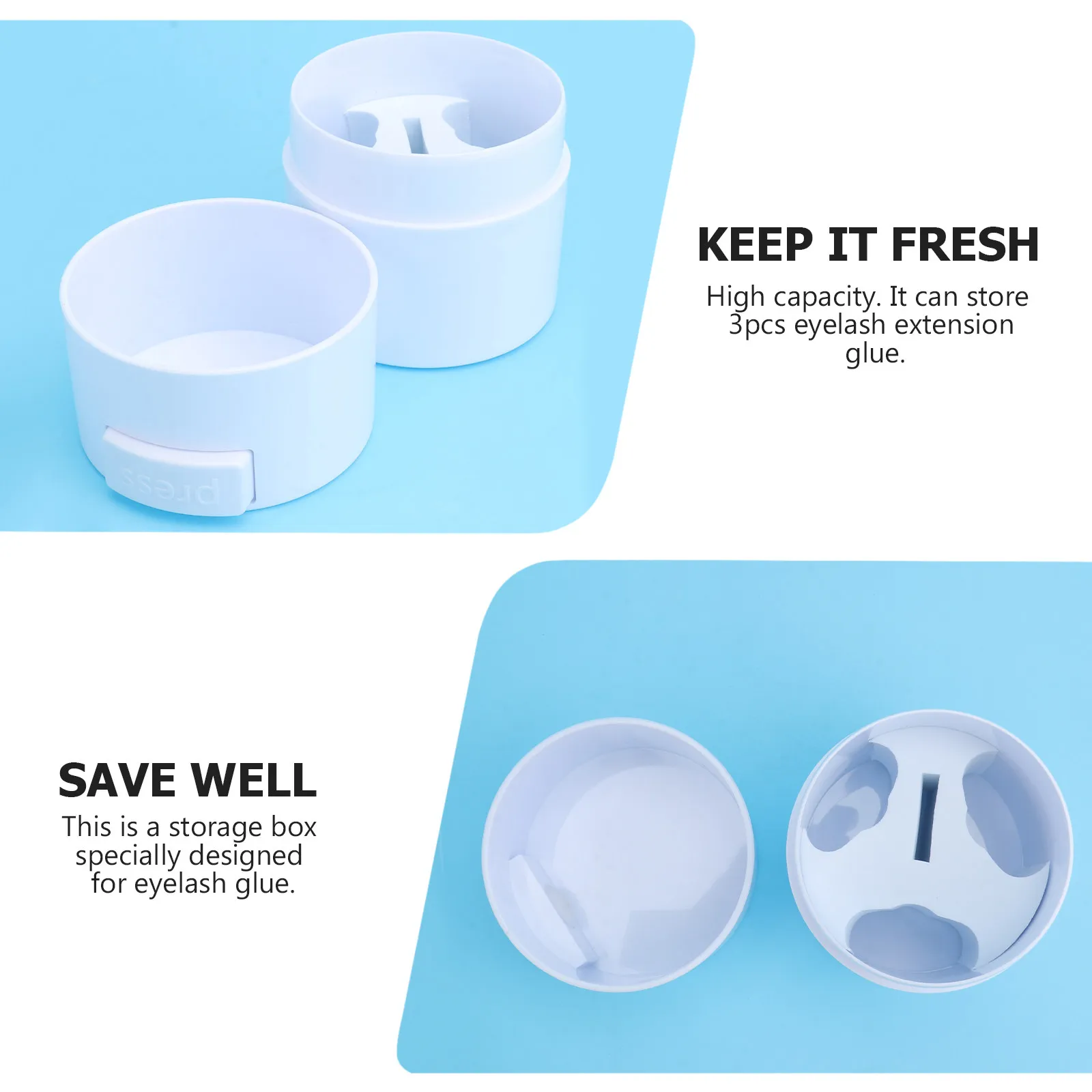 1Pcs Eyelash Glue Storage Box Premium Airtight Press-Seal Design for Extended Glue Freshness Large Capacity Holds 3 Glues Travel