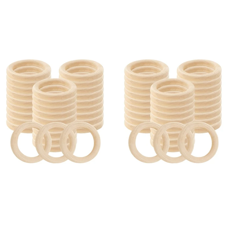 

60 Pcs Natural Wood Rings 60Mm Unfinished Macrame Wooden Ring Wood Circles For DIY Craft Ring Pendant Jewelry Making