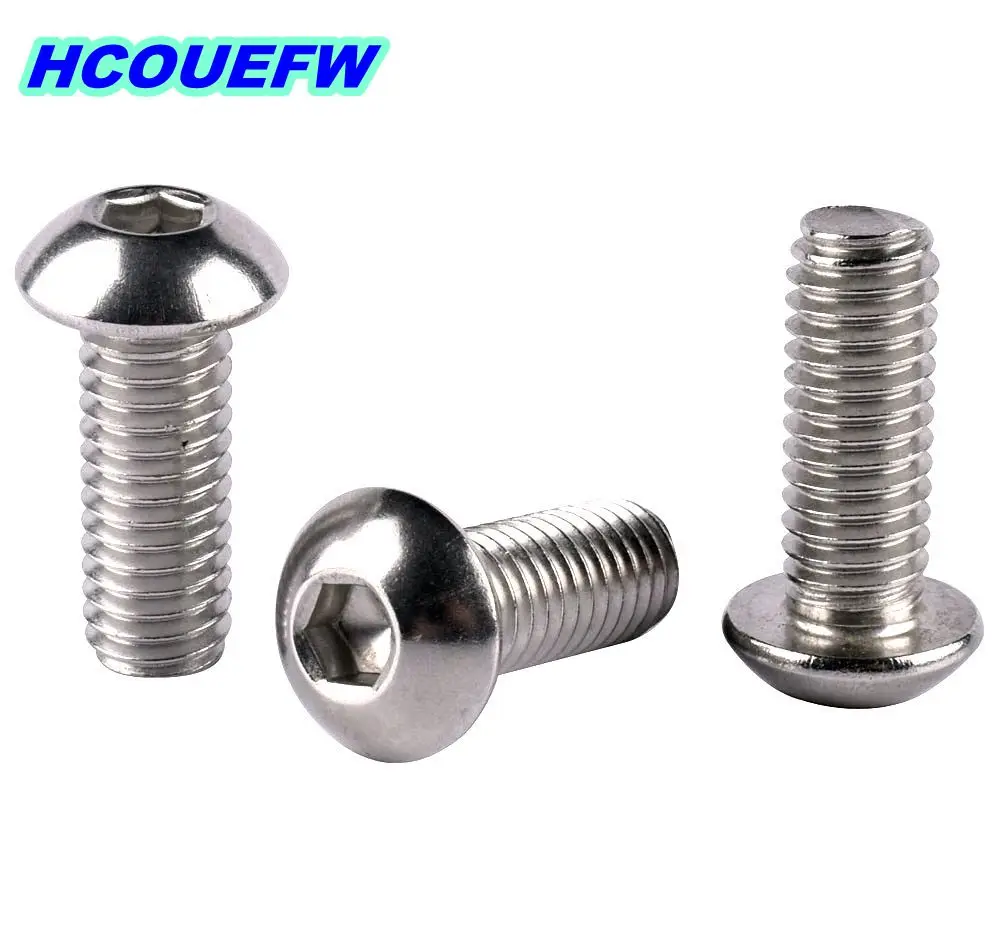 HCOUEFW #8-32 10-24 1/4-20 3/8-16 Button Head Flat Countersunk Allen Hex Socket Screw Bolt 304 Stainless Steel UNC Coarse Thread
