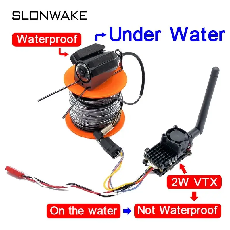 Long Range Underwater 195 °   Angeln Kamera Wasserdicht haben Nachtsicht 15/30 m mit 2000 mW VTX Sender und 4,3 Zoll Display