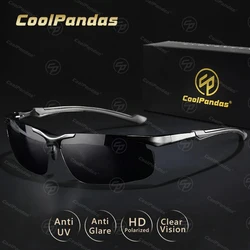 2026 Classic Aluminum Photochromic Polarized Sunglasses Men Rimless Day Night Vision Driving Glasses Anti-Glare Oculos de sol