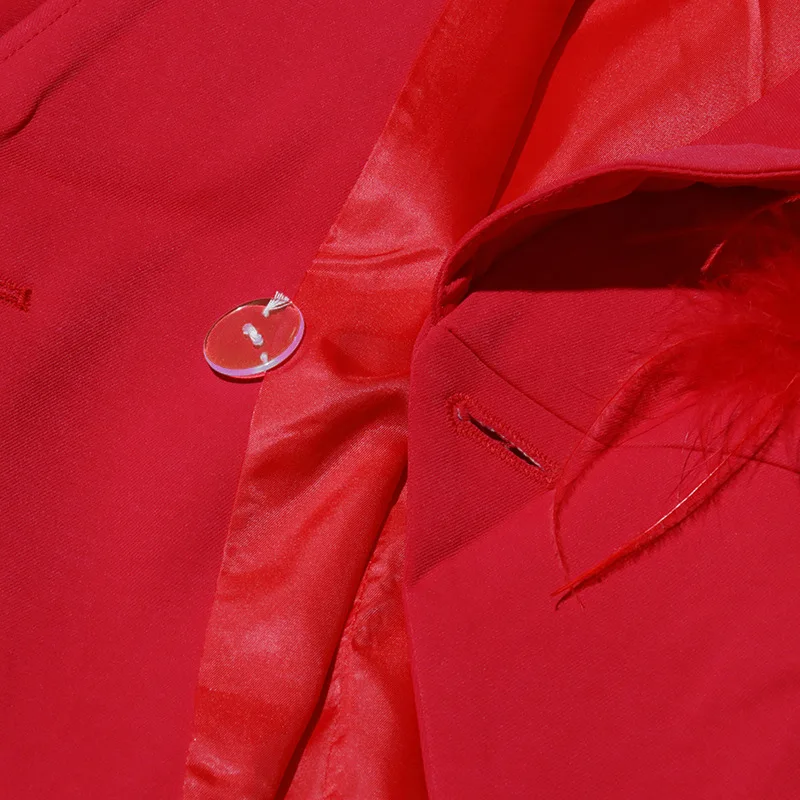 Female Elegant 2024 Winter New Fashion High-end Diamond Splicing Feathers Tailored Coat Women's Commuter Fashion Suit Jackets