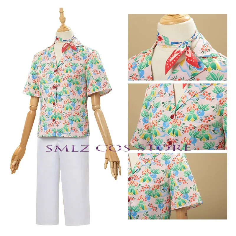 컨시어지 하루 코스프레 애니메이션 의상 여성 프린팅 셔츠 타이 바지 환영 손님 유니폼 슈트 할로윈 파티 플레이 의상