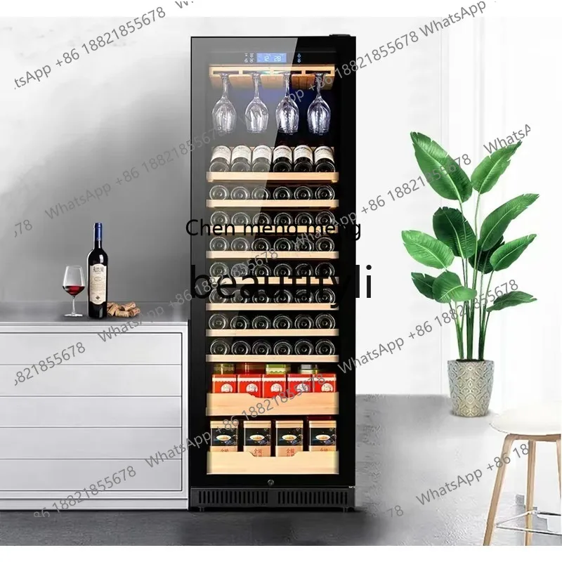 Z189 168 Constant Temperature and Humidity Wine Cabinet Vertical Refrigerated Fridge Hanging Cup Commercial Wine Cabinet