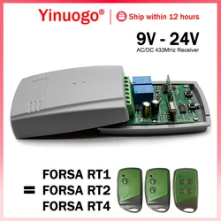 For FORSA Remote Control Garage Door Receiver Compatible With FORSA RT2 RT1 RT4 433.92MHz Rolling Code Garage Remote Control