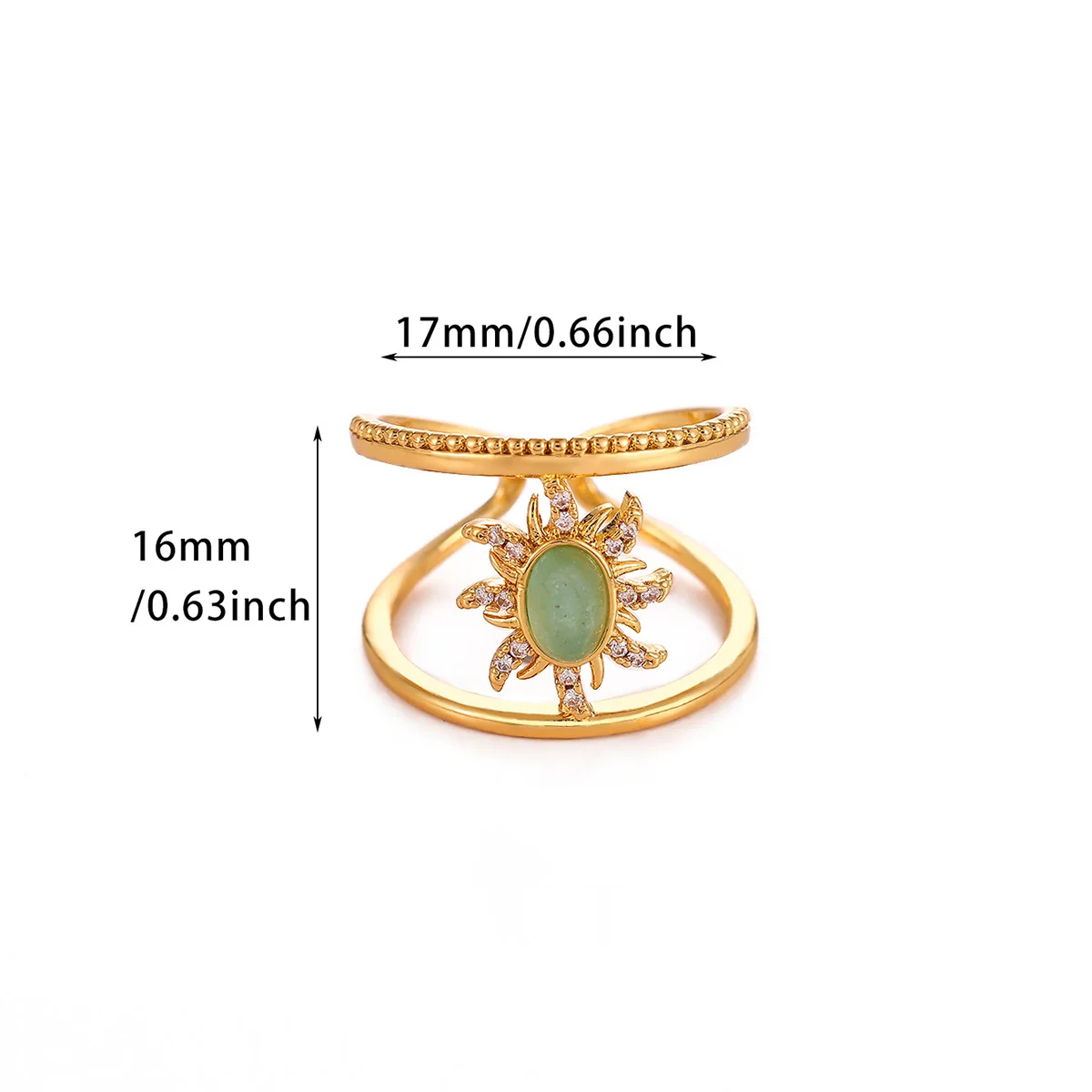 Stainless Steel Sun Natural Stone Rings For Women Gold Color Couple Rings Aesthetic Engaement Wedding Ring Jewelry Party Gift Ba