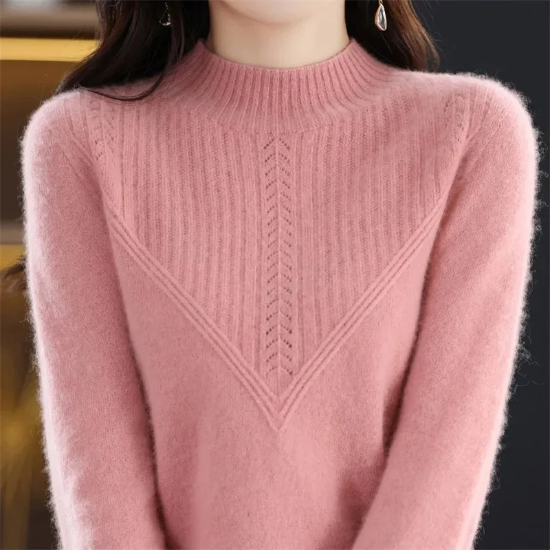 Women\'s Sweater Turtleneck Long Sleeve Jumper Merino Wool Sweater Jerseys Autumn Winter Clothing Thick Knitwear Top