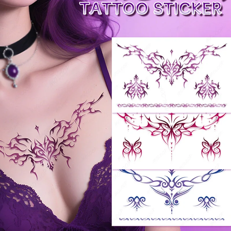 Tattoo Sticker Sexy Belly Chest Couple's Charm Pattern Temporary Waterproof Body Art for Women Men Flash Tatto Party Element