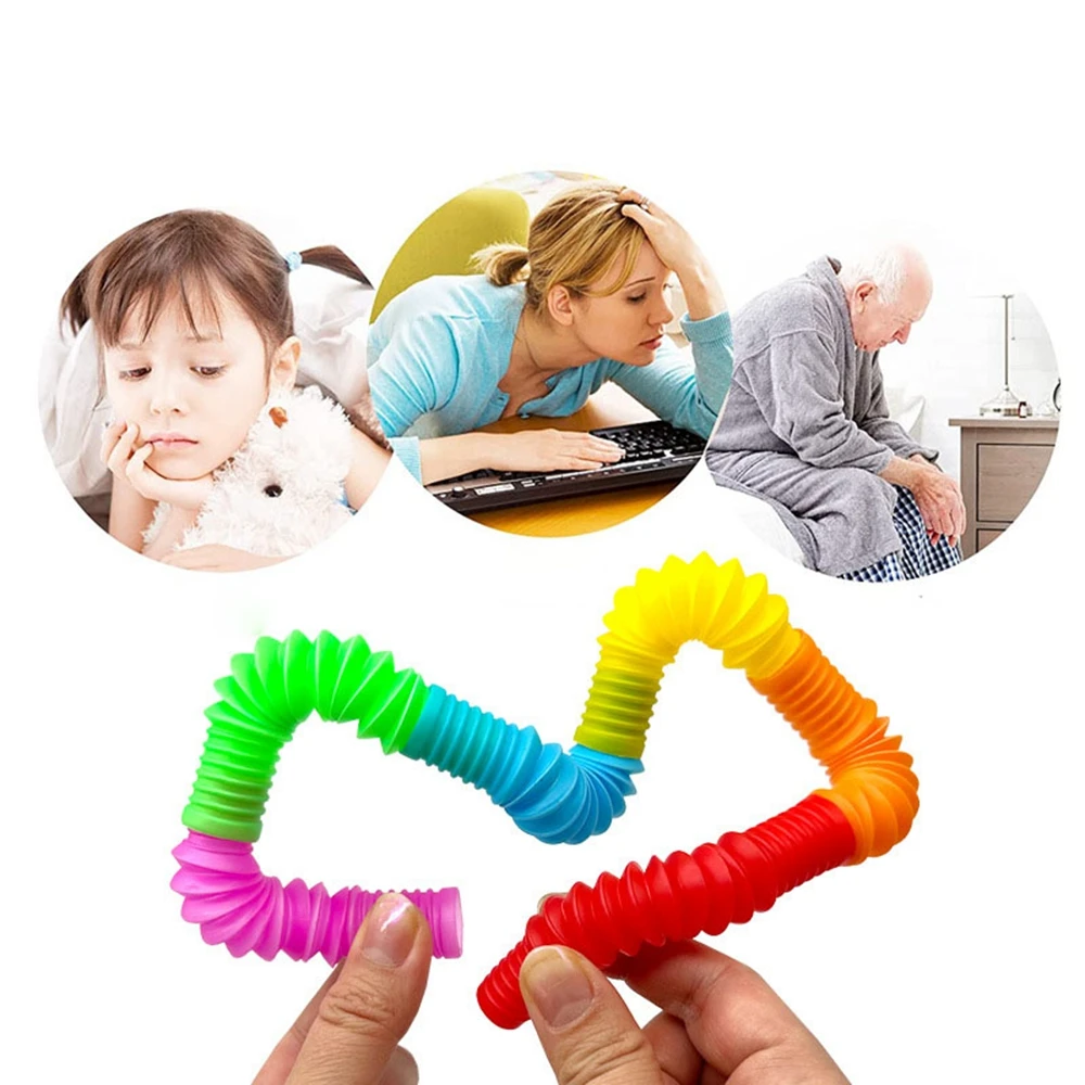 100PCS Mini Pop Tube Fidget Sensory Toys Bulk Fidget Party Favors for Kids Adults Anxiety Stress Relief Toy Goodie Bags Stuffers