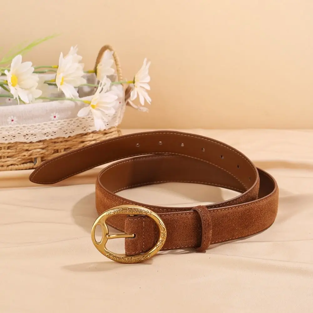 Trendy Luxury Design Suede Genuine Leather Belt Casual Versatile Business Waist Strap Retro Trouser Dress Belts For Women