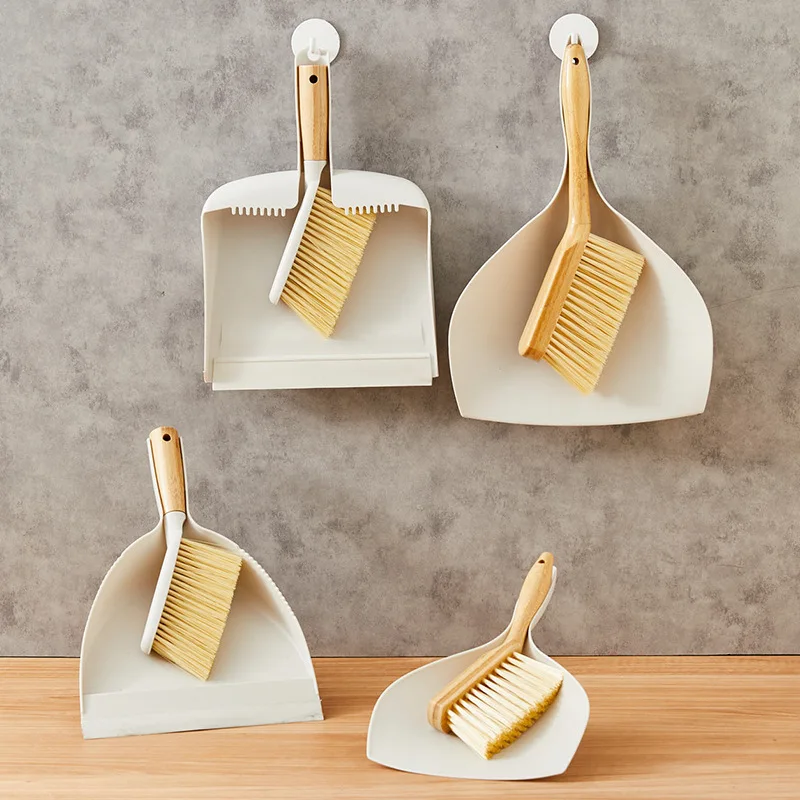 4136 Bamboo Handle Mini Brush Small Broom Gap Floor Sofa Desktop Cleaning Small Broom Dustpan Combination Set