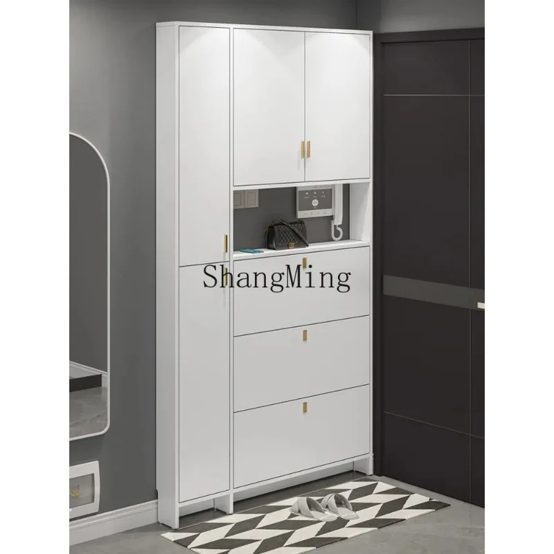 CL wood ultra-thin shoe cabinet 15cm integrated  wall to the top door tipping bucket modern simple entrance cabinet