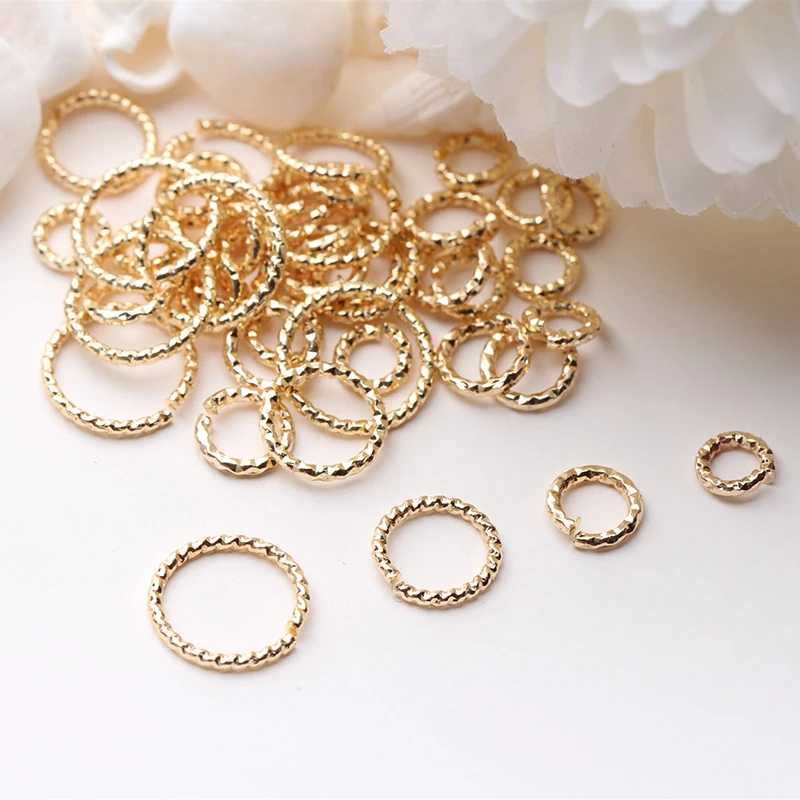 14K Gold Plated 5mm 6mm 8mm 10mm Twist Jump Rings Open Split Rings Connectors For DIY Jewelry Finding Making Accessories